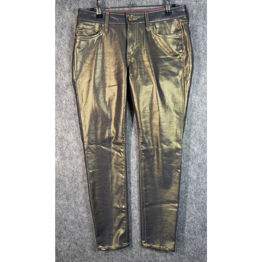 NWOT Kate Spade Broome Street Skinny Jeans Gold Bronze Metallic Size 27 - Picture 1 of 8